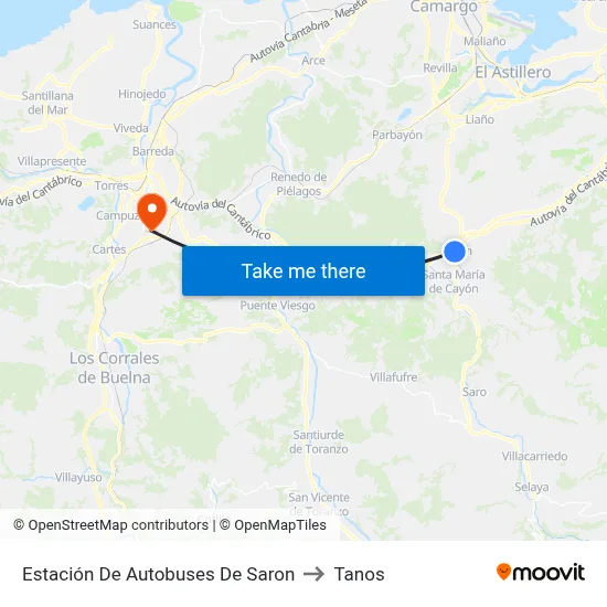 Estación De Autobuses De Saron to Tanos map