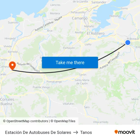 Estación De Autobuses De Solares to Tanos map