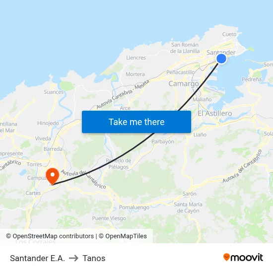 Santander E.A. to Tanos map