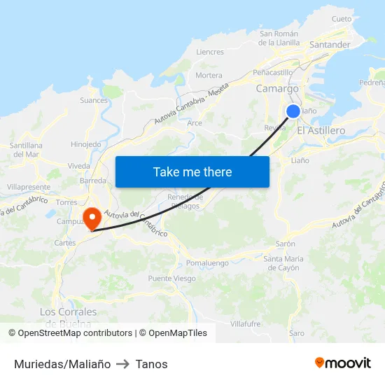 Muriedas/Maliaño to Tanos map