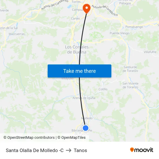 Santa Olalla De Molledo -C to Tanos map