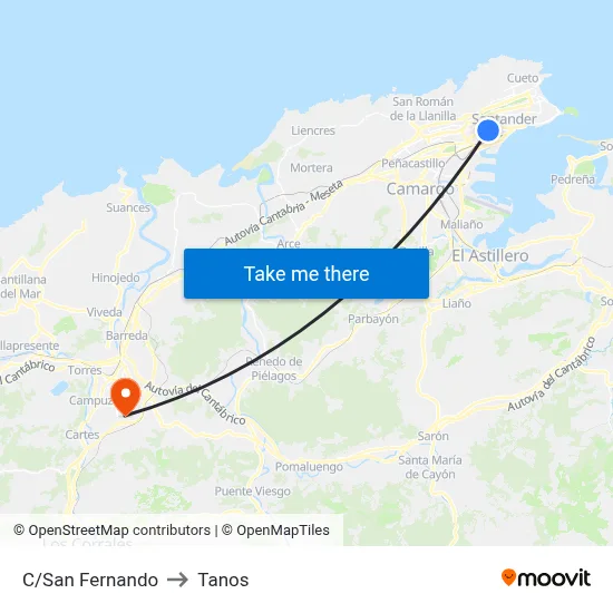 C/San Fernando to Tanos map