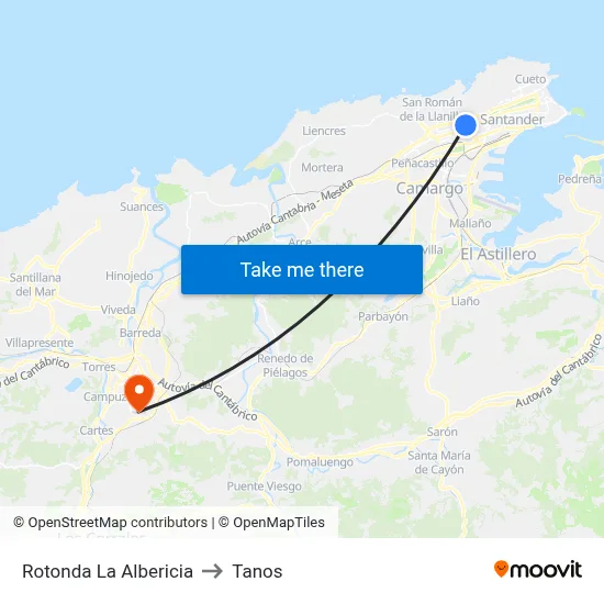 Rotonda La Albericia to Tanos map