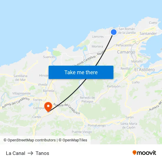 La Canal to Tanos map
