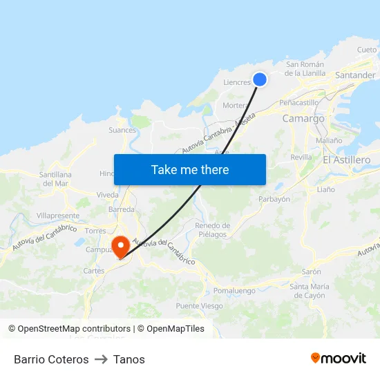 Barrio Coteros to Tanos map