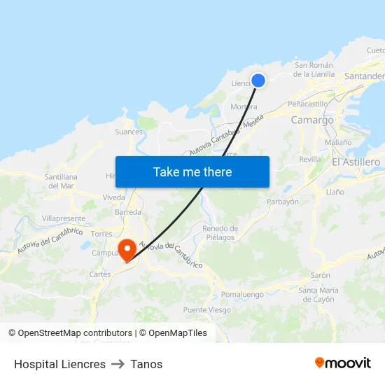 Hospital Liencres to Tanos map