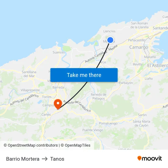 Barrio Mortera to Tanos map