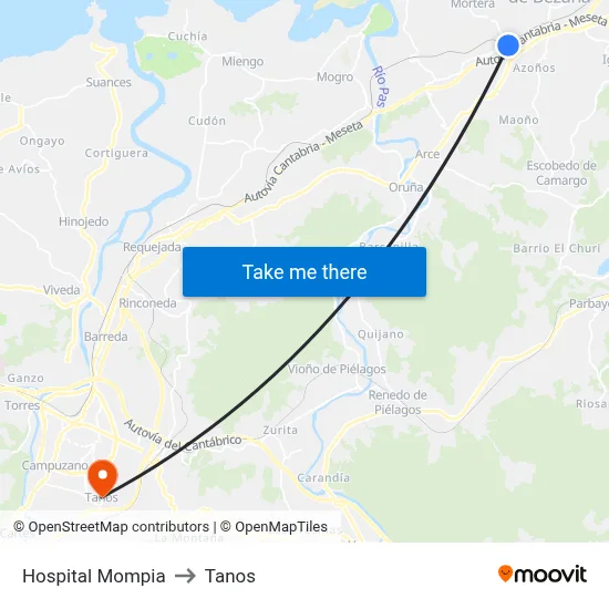 Hospital Mompia to Tanos map
