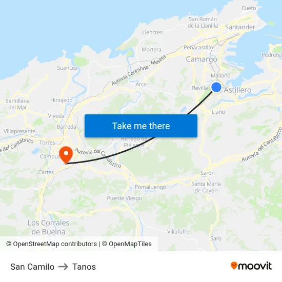 San Camilo to Tanos map