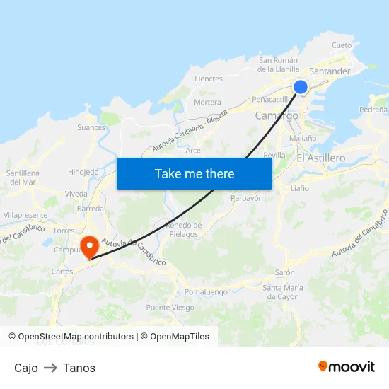 Cajo to Tanos map