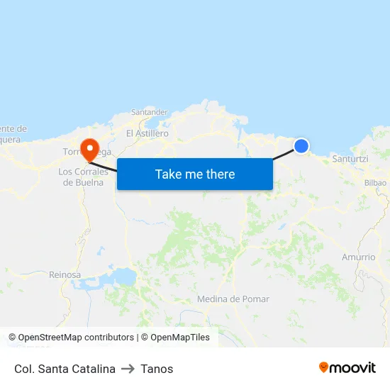 Col. Santa Catalina to Tanos map