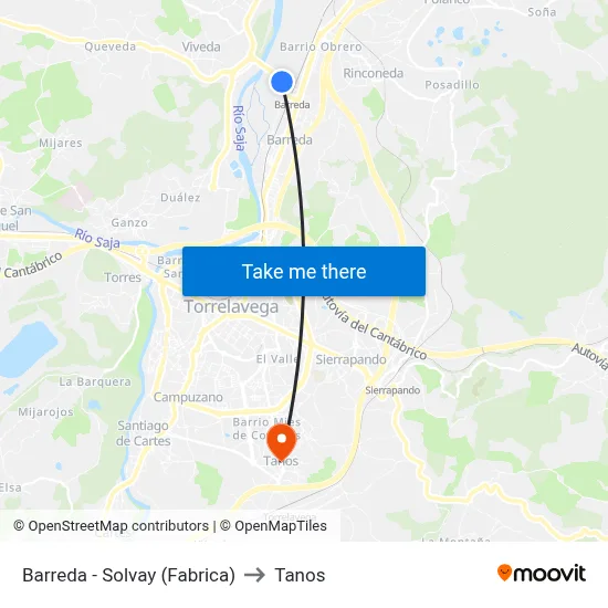 Barreda - Solvay (Fabrica) to Tanos map