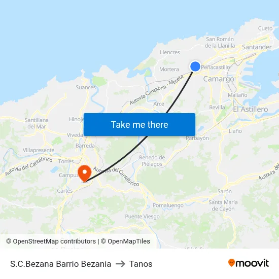 S.C.Bezana Barrio Bezania to Tanos map
