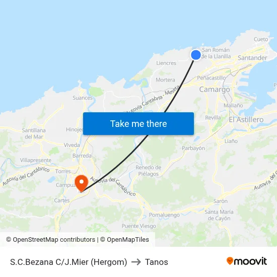 S.C.Bezana C/J.Mier (Hergom) to Tanos map