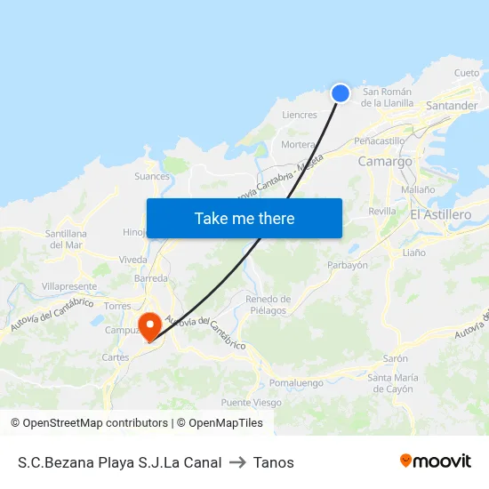 S.C.Bezana Playa S.J.La Canal to Tanos map