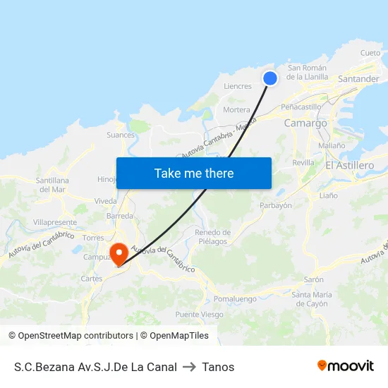 S.C.Bezana Av.S.J.De La Canal to Tanos map