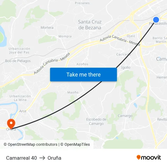 Camarreal 40 to Oruña map