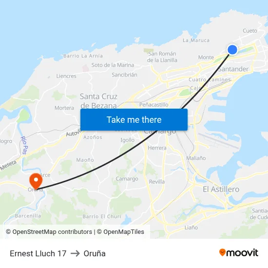 Ernest Lluch 17 to Oruña map
