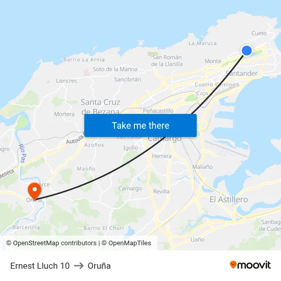 Ernest Lluch 10 to Oruña map