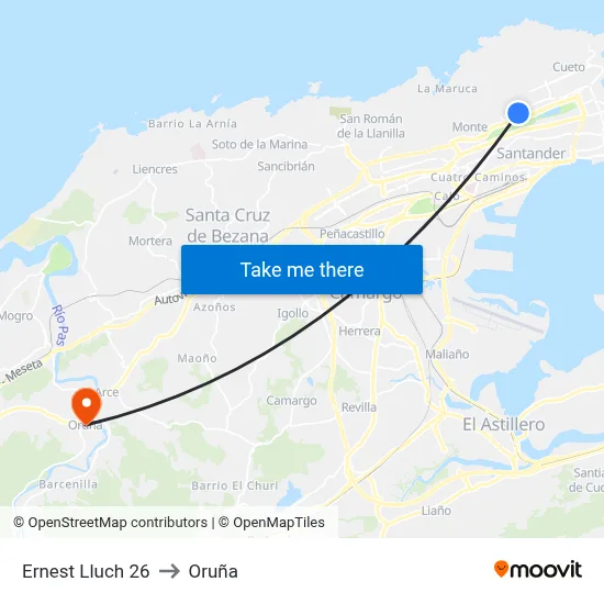 Ernest Lluch 26 to Oruña map