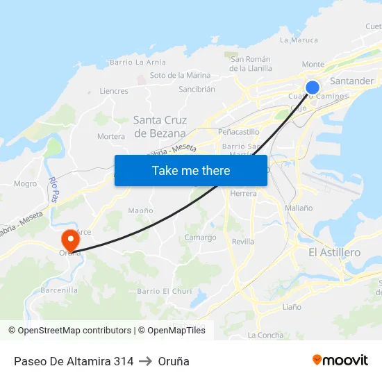 Paseo De Altamira 314 to Oruña map