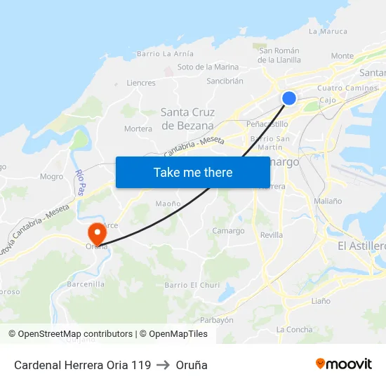 Cardenal Herrera Oria 119 to Oruña map