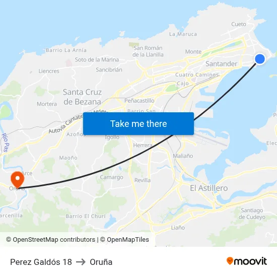 Perez Galdós 18 to Oruña map