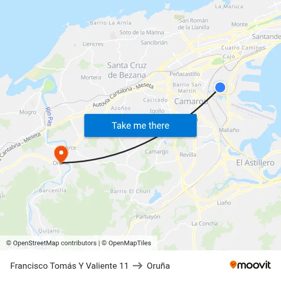 Francisco Tomás Y Valiente 11 to Oruña map