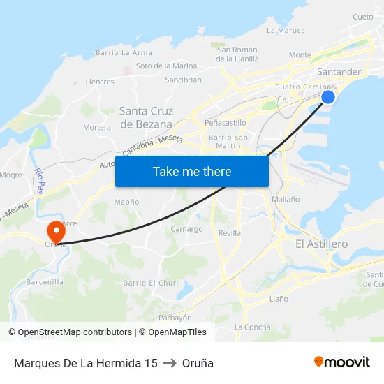 Marques De La Hermida 15 to Oruña map