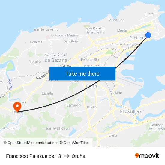 Francisco Palazuelos 13 to Oruña map