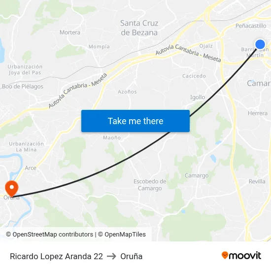 Ricardo Lopez Aranda 22 to Oruña map