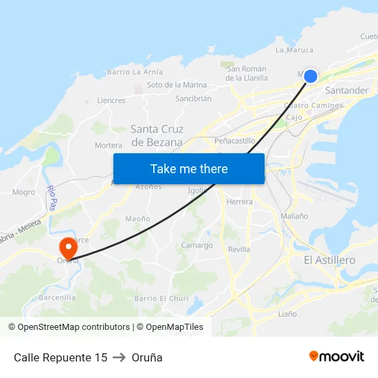 Calle Repuente 15 to Oruña map