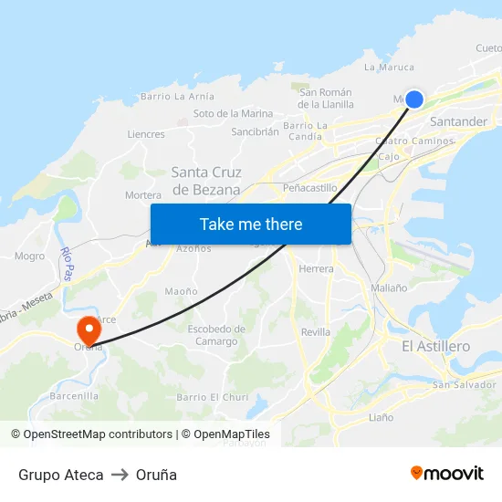 Grupo Ateca to Oruña map