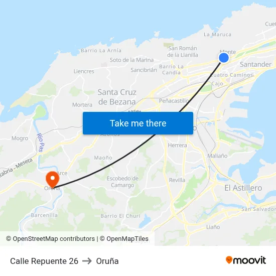 Calle Repuente 26 to Oruña map