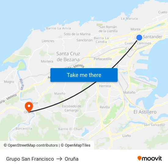 Grupo San Francisco to Oruña map