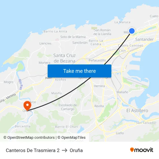 Canteros De Trasmiera 2 to Oruña map