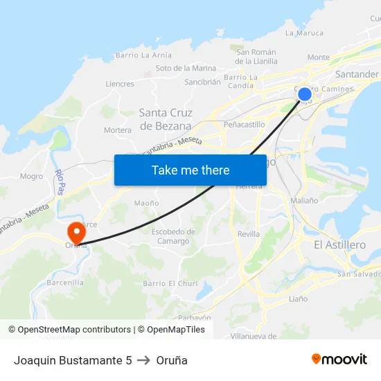 Joaquin Bustamante 5 to Oruña map