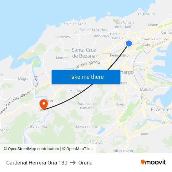 Cardenal Herrera Oria 130 to Oruña map