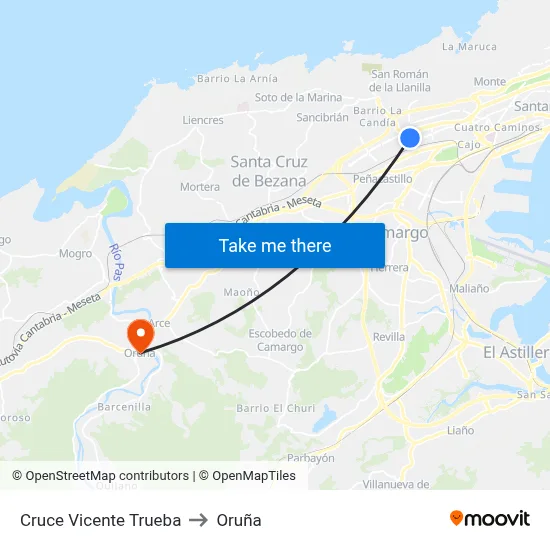 Cruce Vicente Trueba to Oruña map