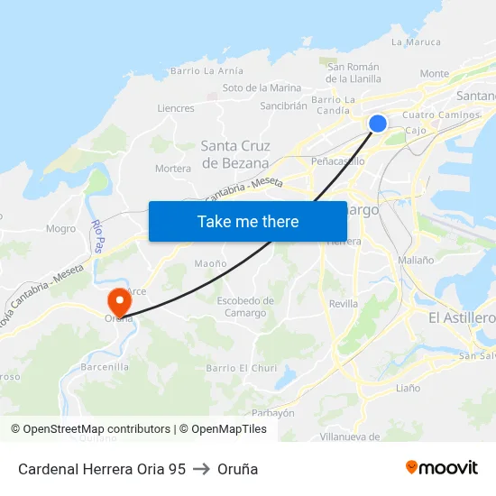 Cardenal Herrera Oria 95 to Oruña map