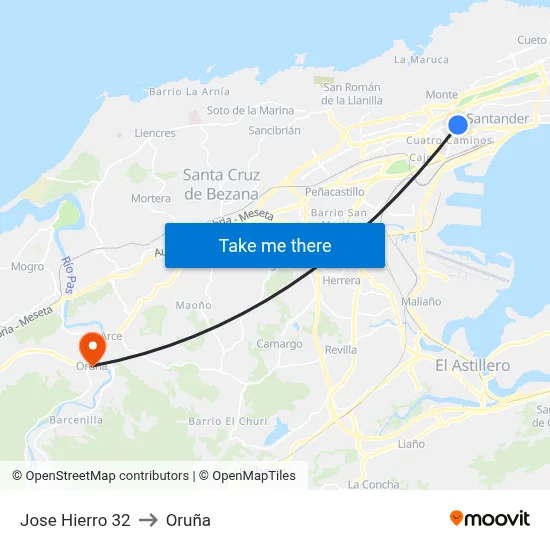 Jose Hierro 32 to Oruña map