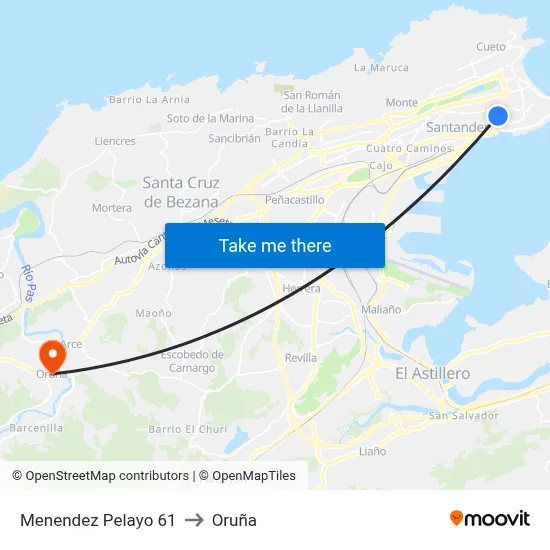 Menendez Pelayo 61 to Oruña map
