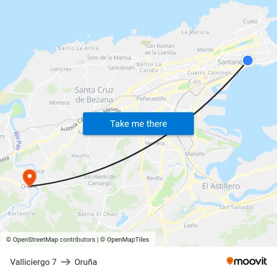 Valliciergo 7 to Oruña map