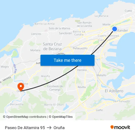 Paseo De Altamira 95 to Oruña map