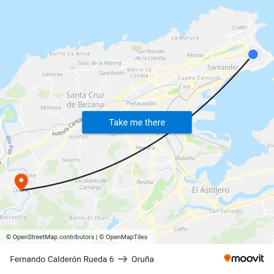 Fernando Calderón Rueda 6 to Oruña map