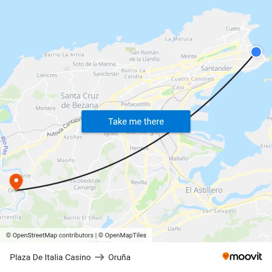 Plaza De Italia Casino to Oruña map