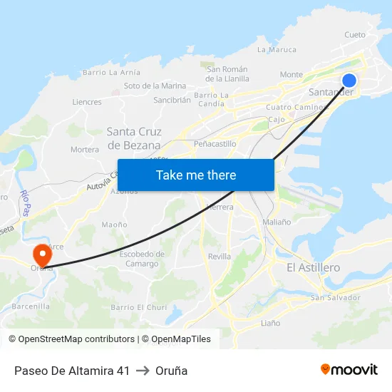 Paseo De Altamira 41 to Oruña map