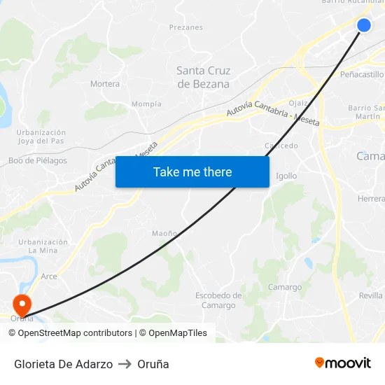 Glorieta De Adarzo to Oruña map
