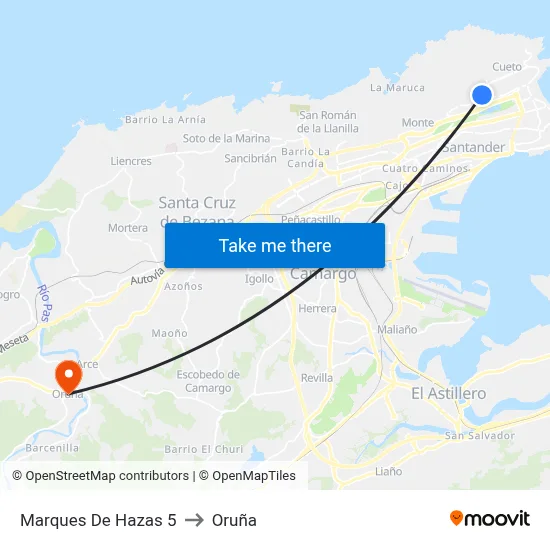 Marques De Hazas 5 to Oruña map