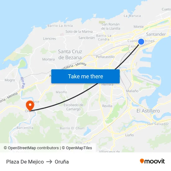 Plaza De Mejico to Oruña map